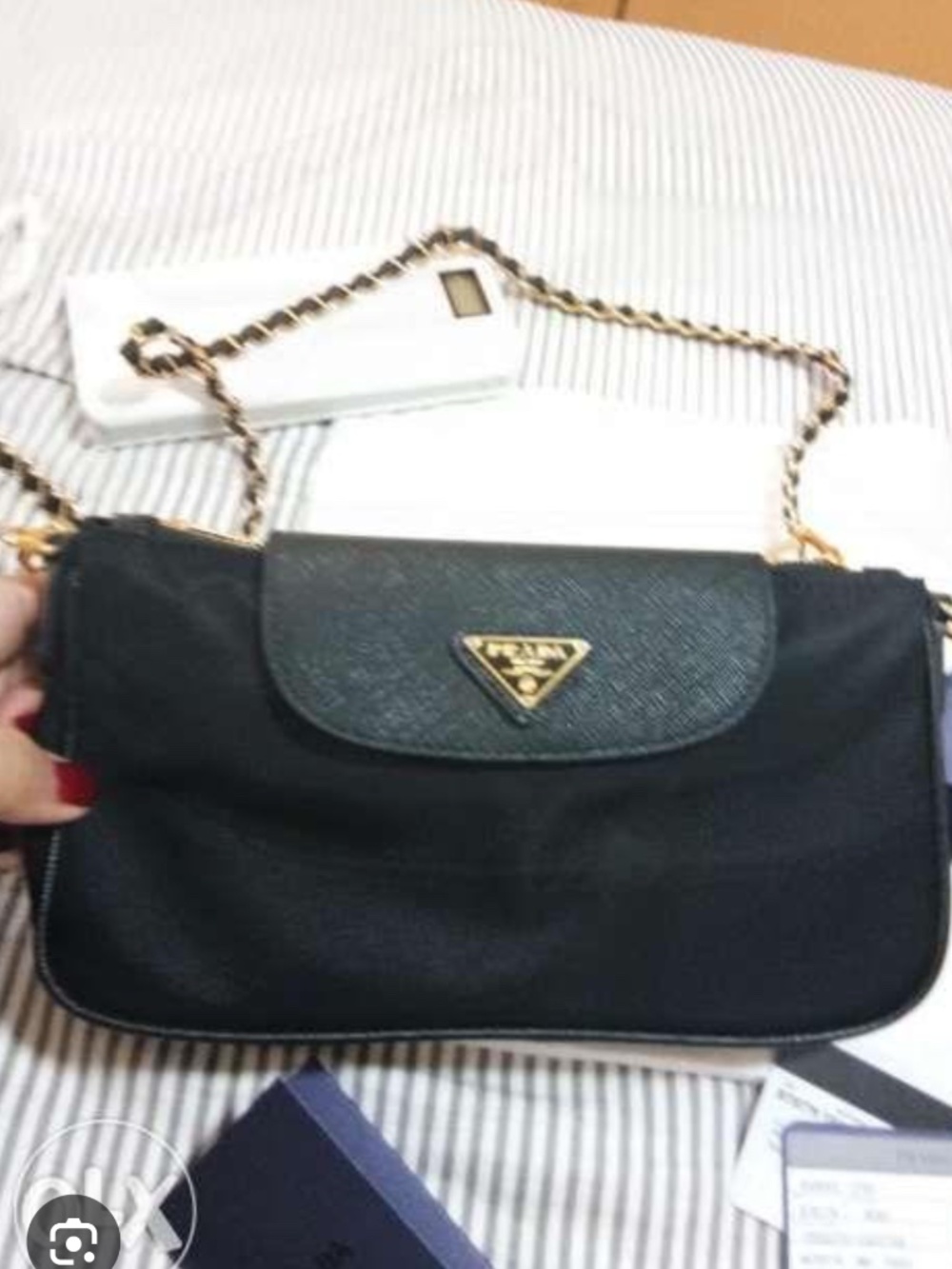 ♦️Authentic Prada Crossbody with Gold Leather Chain